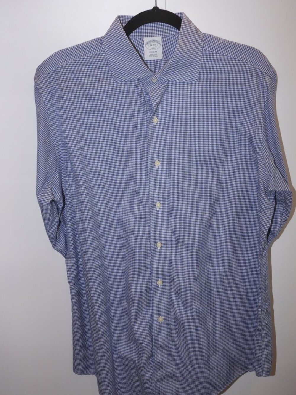 Brooks Brothers Regent Non-Iron Dress Shirt Blue Check 16-2/3